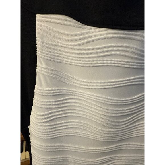 Calvin Klein Black & White Sleeveless Sheath Dress With Wavy Textured Front - Picture 4 of 7